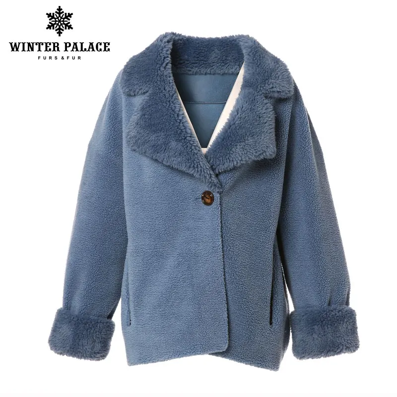WINTER PALACE женская новая шерстяная куртка с коротким Английский воротник шуба с 30% шерсти зимняя теплая шуба с добавлением нескольких цветов - Цвет: blue