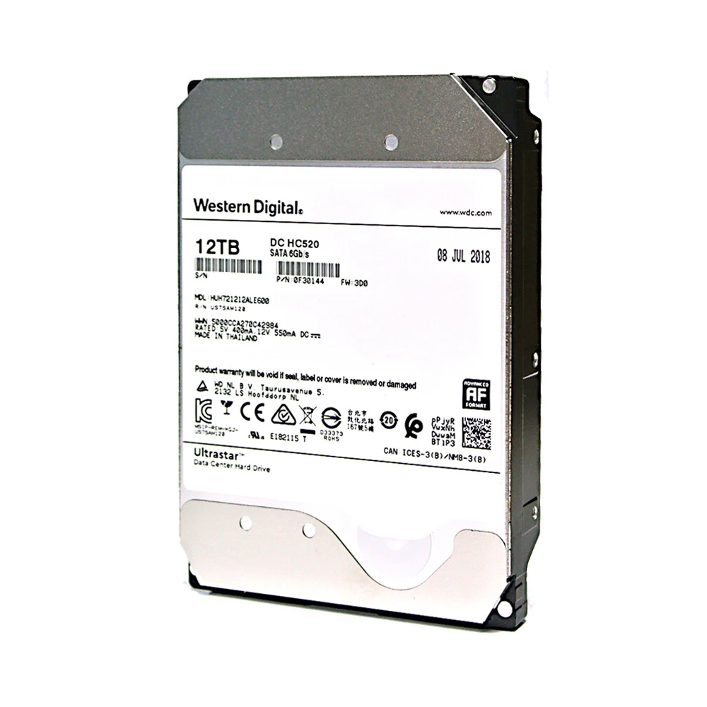 Western Digital 12 ТБ Ultrastar DC HC530 SATA HDD 7200 об/мин Класс 6 ГБ/сек. 512 МБ кэш 3 5&quot| |
