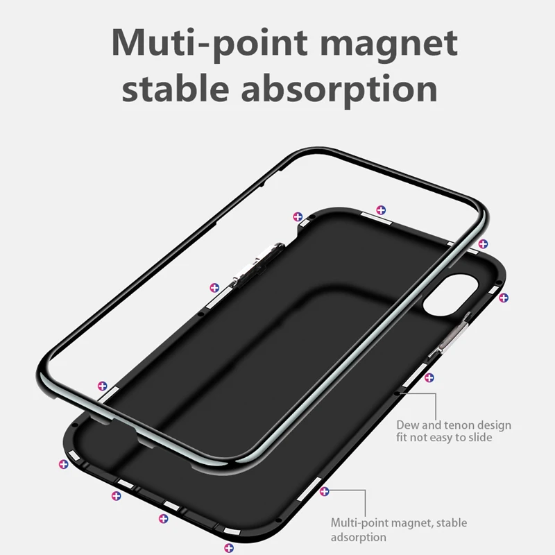 HOTR Магнитный поглощающий чехол из закаленного стекла для iphone xs max с металлическим