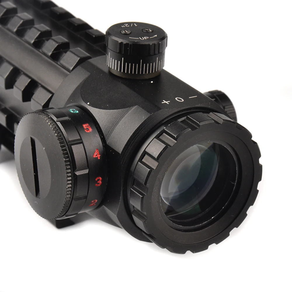 

4x28 Optical Sight Scope Red/Green Reticle Riflescope Sight Multi-coated Fit 20 mm/11mm Rail Base for Hunting Riflescopes
