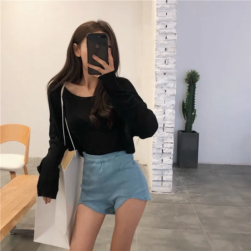 Женские джинсовые шорты с завышенной талией повседневные обтягивающие короткие