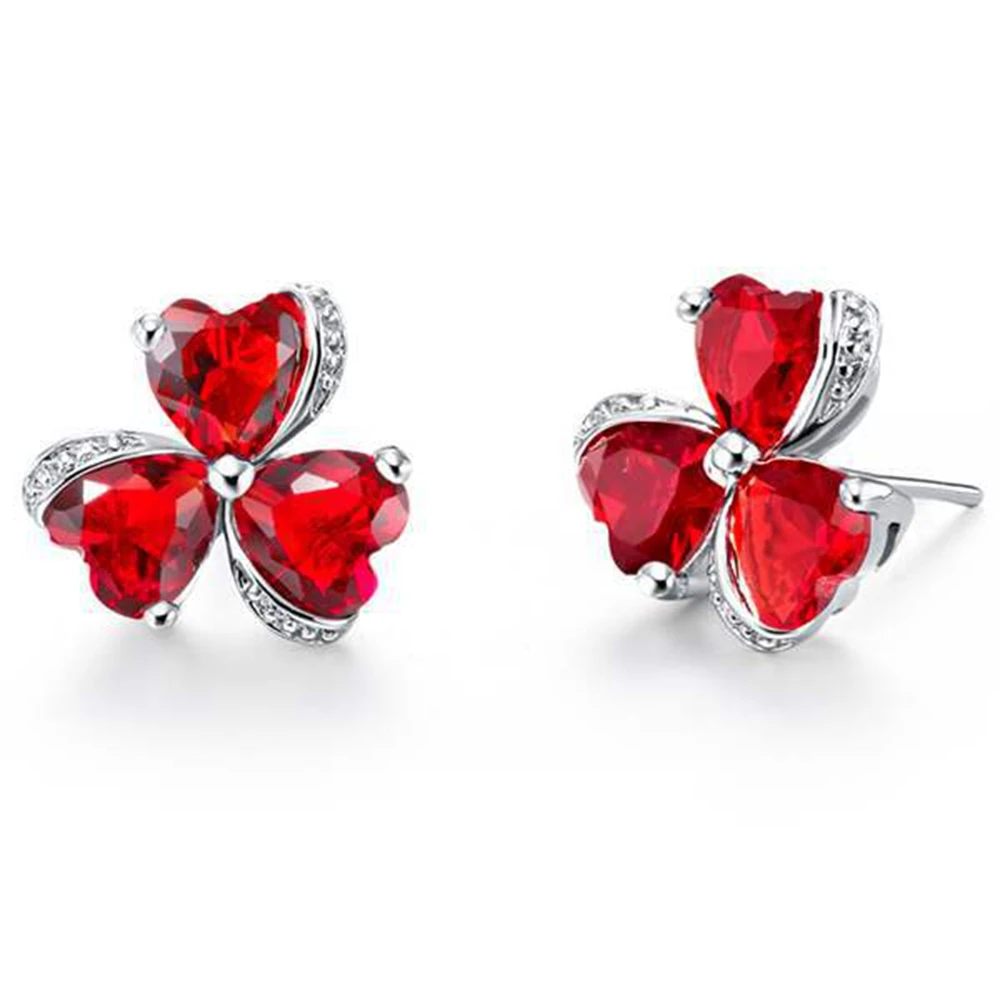 Красивые серьги-пусеты с 3 цветами золотые женские украшения