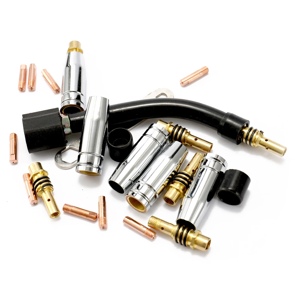

24PCS Welding Accessories Torch Consumable Electrode Shield Cup Link Rod Tips Goose Neck Bend For MIG Welding Machine