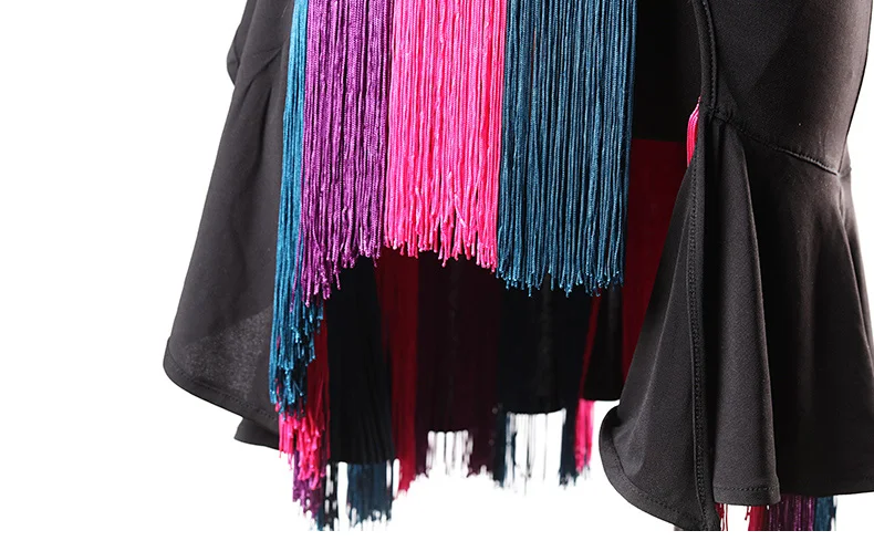New Colorful Fringe Latin Dance Skirt Female Skirts Ballroom Cha Cha Women Dance Practice Costume Sexy Half Skirt DL3994