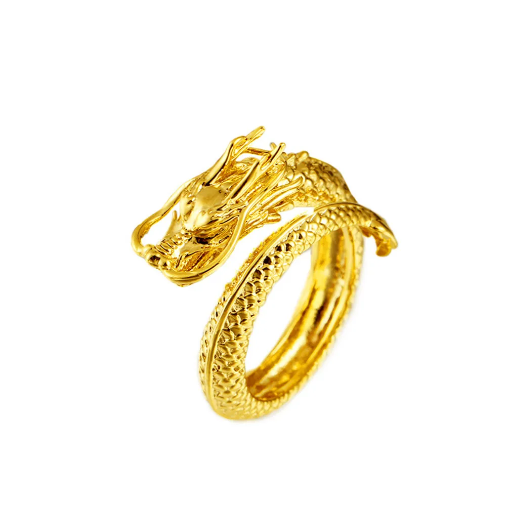 Vietnam Sandgold Fashion Dragon Phoenix Lovers Couple Pair Rings Adjustable Size Men or Women Wedding Jewelry Wholesale | Украшения и
