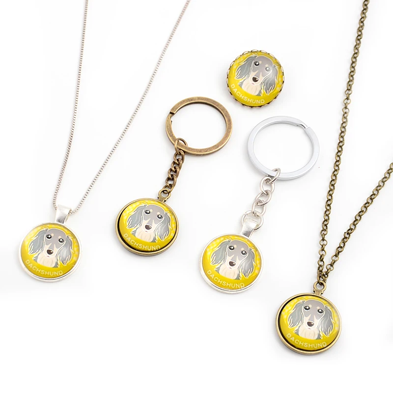 Модное металлическое кольцо для ключей такса очаровательное Собака сделай сам