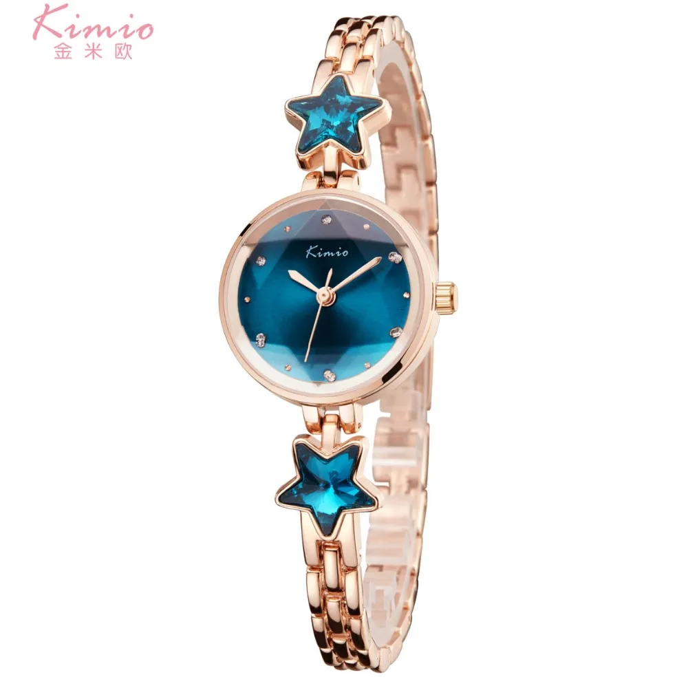 KIMIO Star Роскошные Кварцевые для женщин часы нержавеющая сталь браслет женские