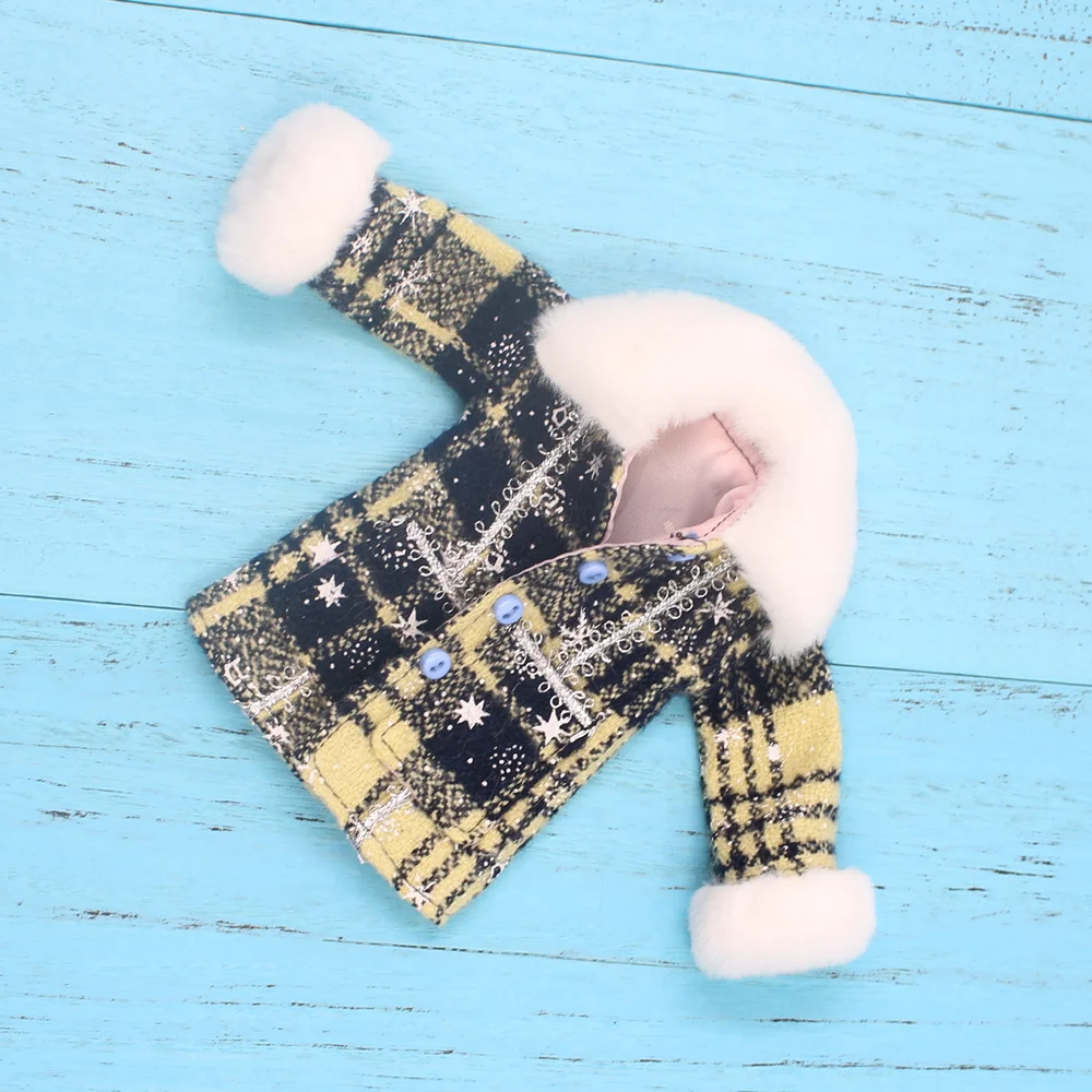 DBS 1/6 Blyth одежда совместное тело ледяная кукла gingham зимнее теплое плюшевое пальто