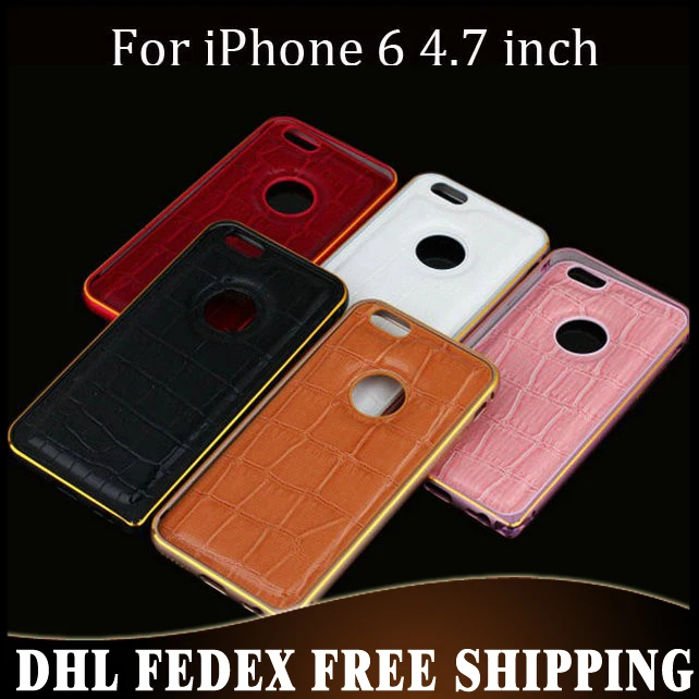 10pcs/lot Free Shipping 2 in 1 Luxury Detachable Litchi Leather Back Cover with Dual Color Metal Bumper For iPhone 6 4.7 inch |