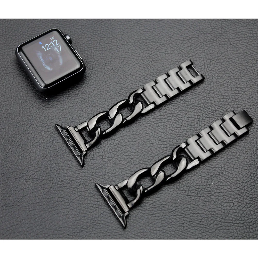 38 мм 42 мм wacth ремешок для Apple Watch 4 Браслет Из Нержавеющей Стали Цепочка на ремешке из джинсовой ткани для iwatch 4 3 2 1 ремешок для часов 40 мм 44 мм