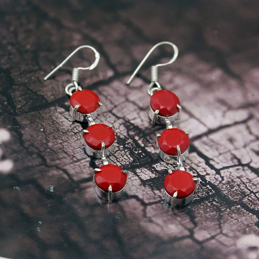 49% OFF Elegant Cute Natural Red Coral 925 Sterling Silver Women Ladies Dangle Earrings PT49 Free Shipping | Украшения и