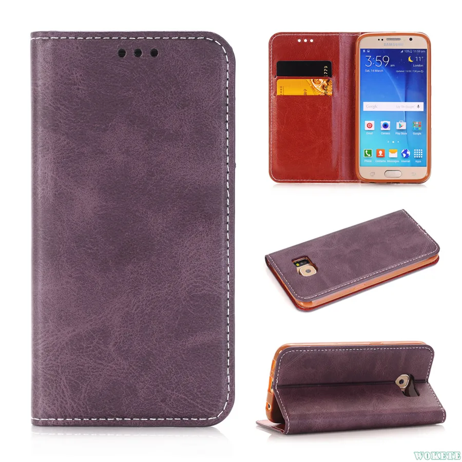 Мода Ретро Флип Магнит Кожа Стенд PU Слот Карт Бумажника Case для Samsung Galaxy S5 S6/S6 Edge S7