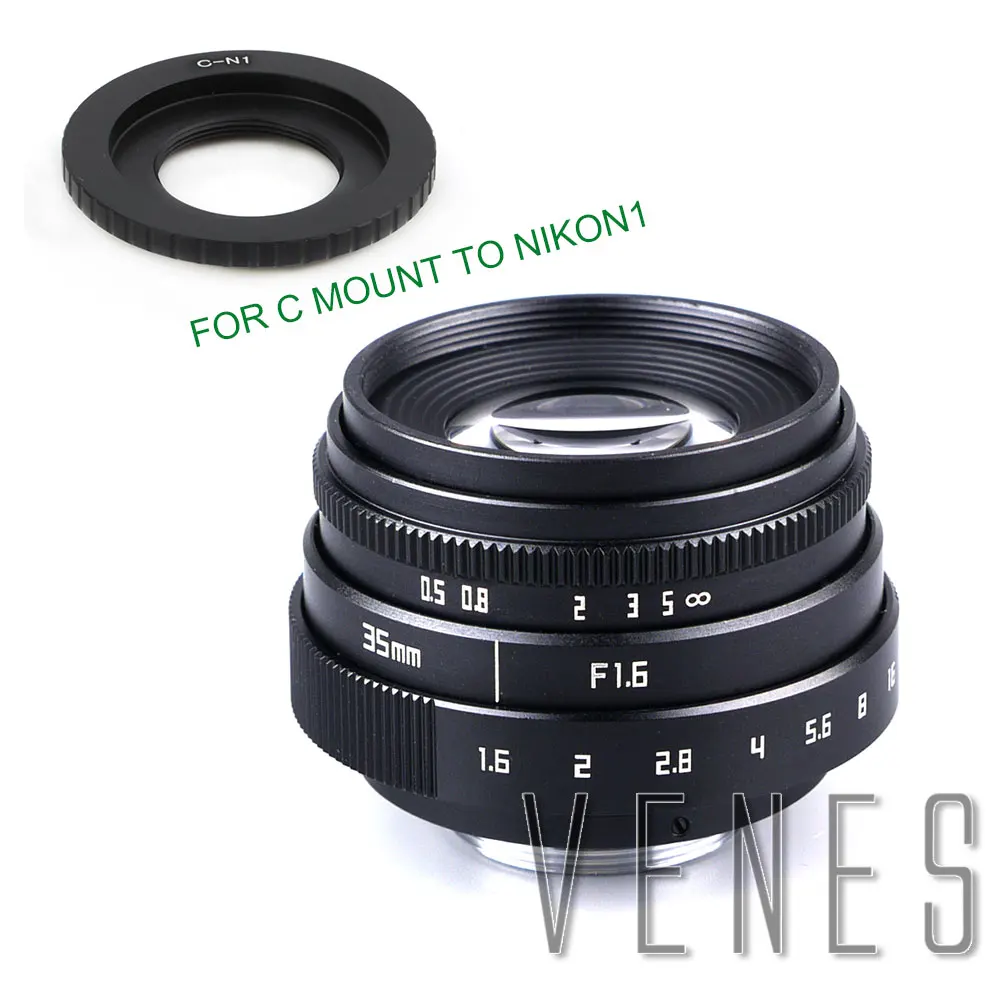 VENES мини-35mm f/1,6 APS-C ТВ объектив+ C Макро Кольцо адаптер для вспышки камеры адаптер объектива для камер Micro 4/3/для Pentax Q OM-DE-M10 II E-M5 IIE-M1 E-M5