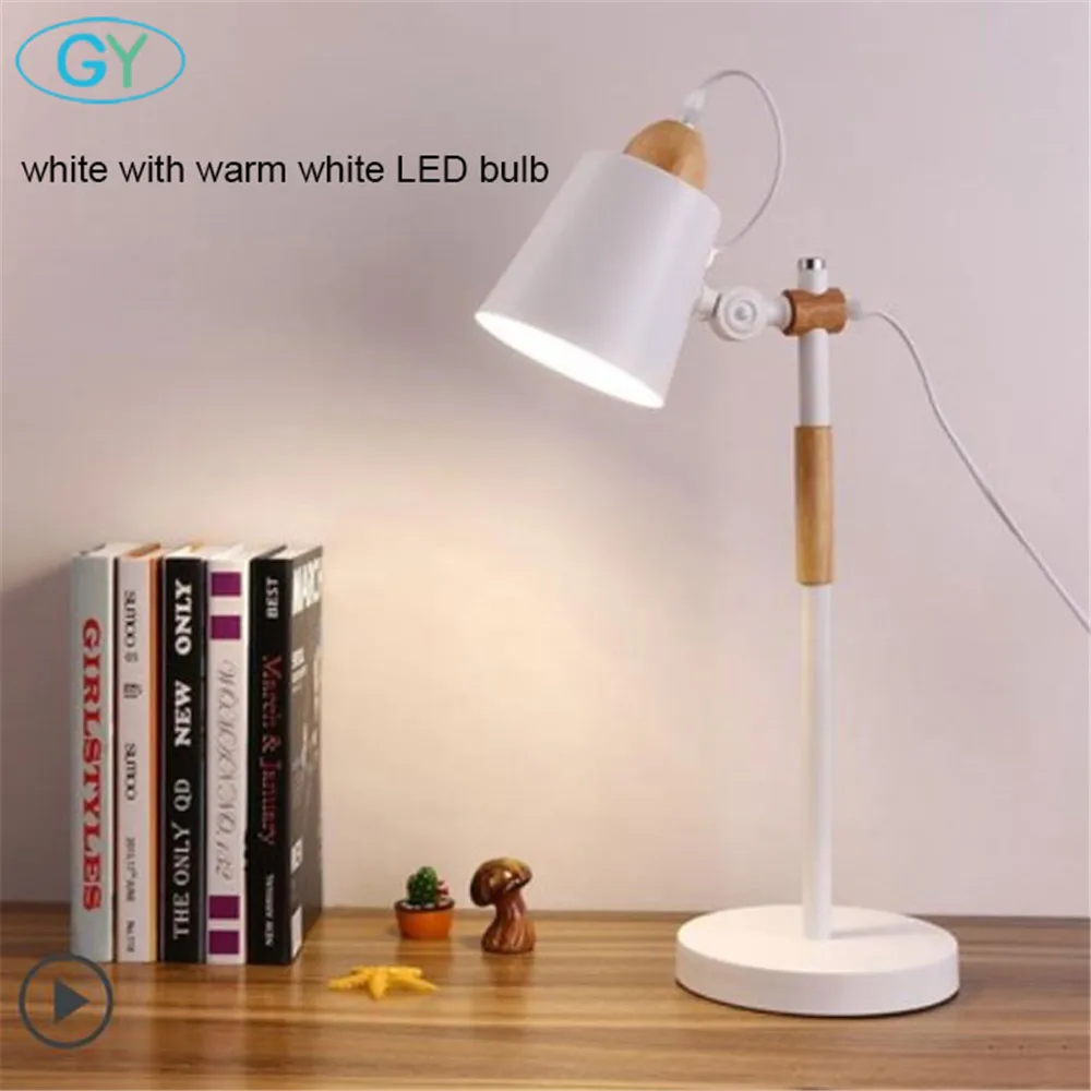 white warm white 7 ваттов лампочка светодиодного освещения настольные лампы гибкие светодиодные дерево настольная лампа для дома офиса и студия деревянный стол, парта освещение для Спальня/Гостиная/кафе бар - Цвет корпуса: white warm white
