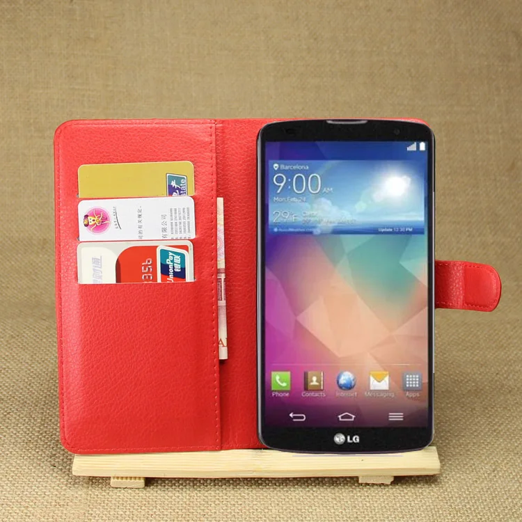 Кожаный Бумажник Стенд Флип Слот Для Карты Телефон Дело Чехол LG G Pro 2 D837 D838 |