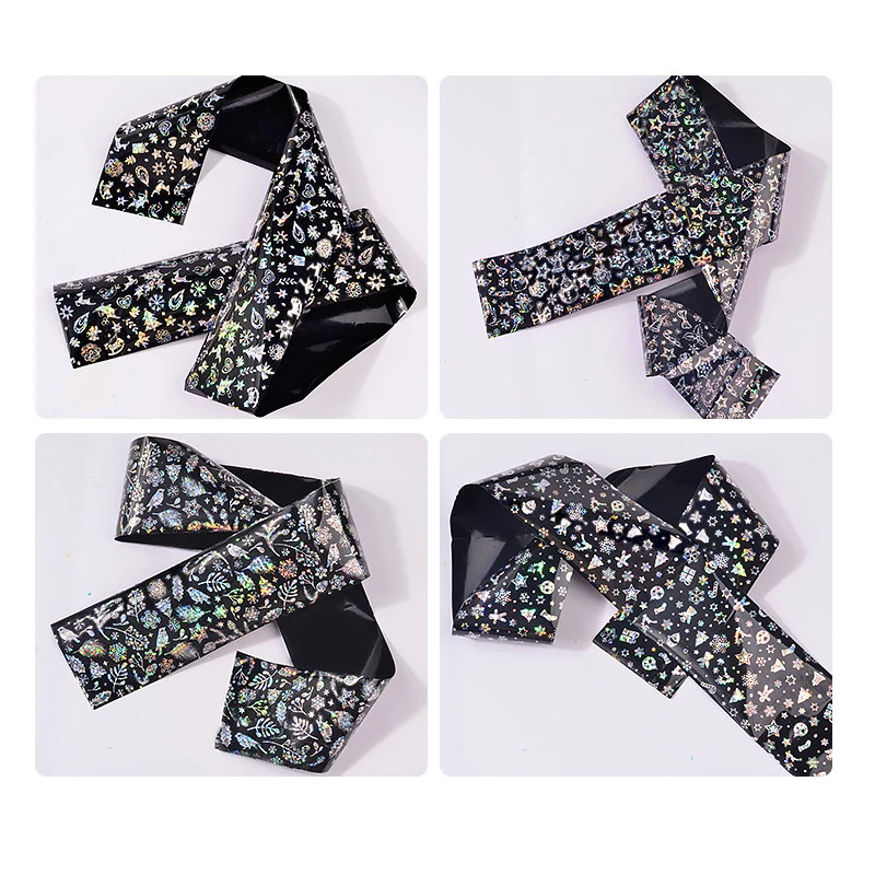 4 шт./лот красочные лазерные наклейки в виде снежинок для ногтей Переводные