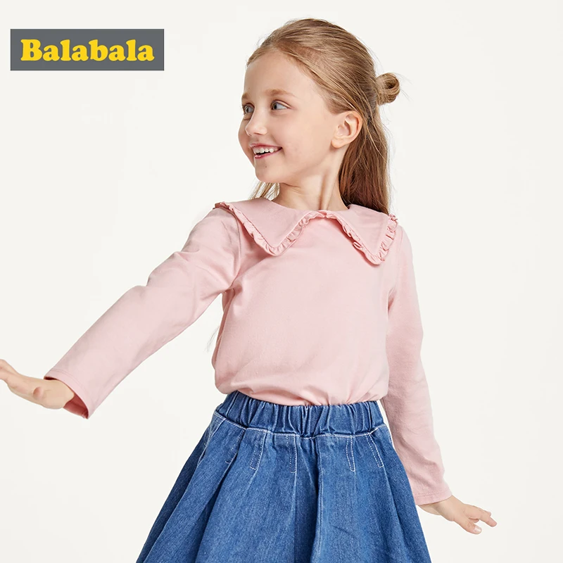 Balabala/детская одежда футболка с длинными рукавами для девочек хлопковая Осенняя