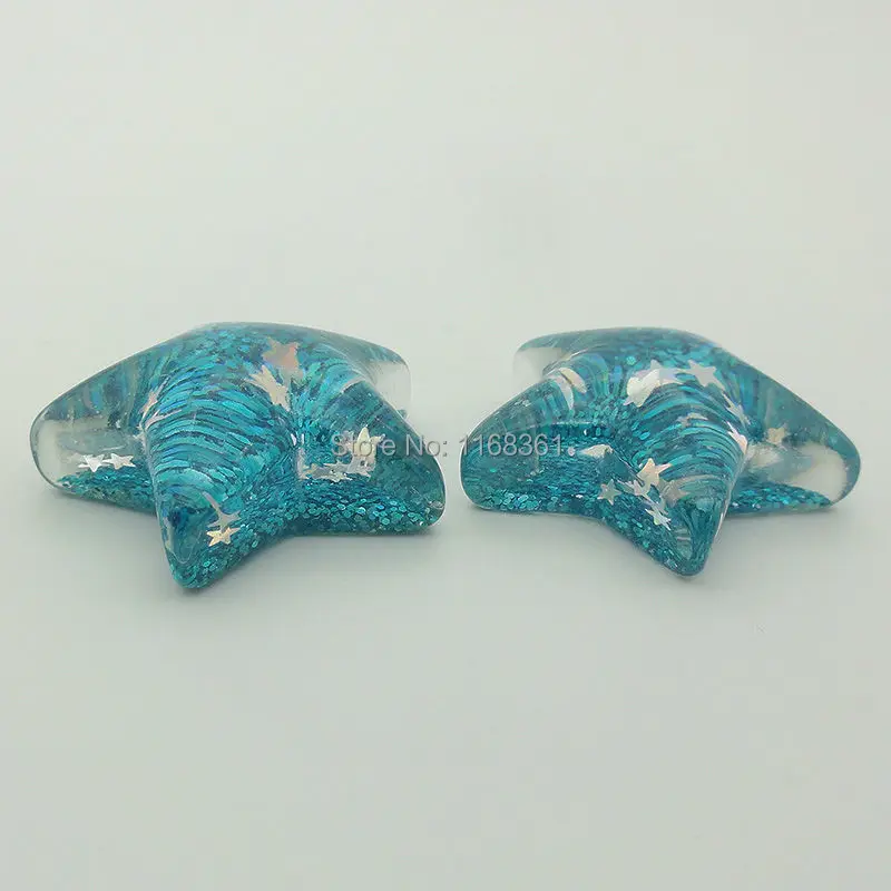 1 шт./Лот Смола плоская задняя сторона синий цвет пентаграмма звезда 33 мм