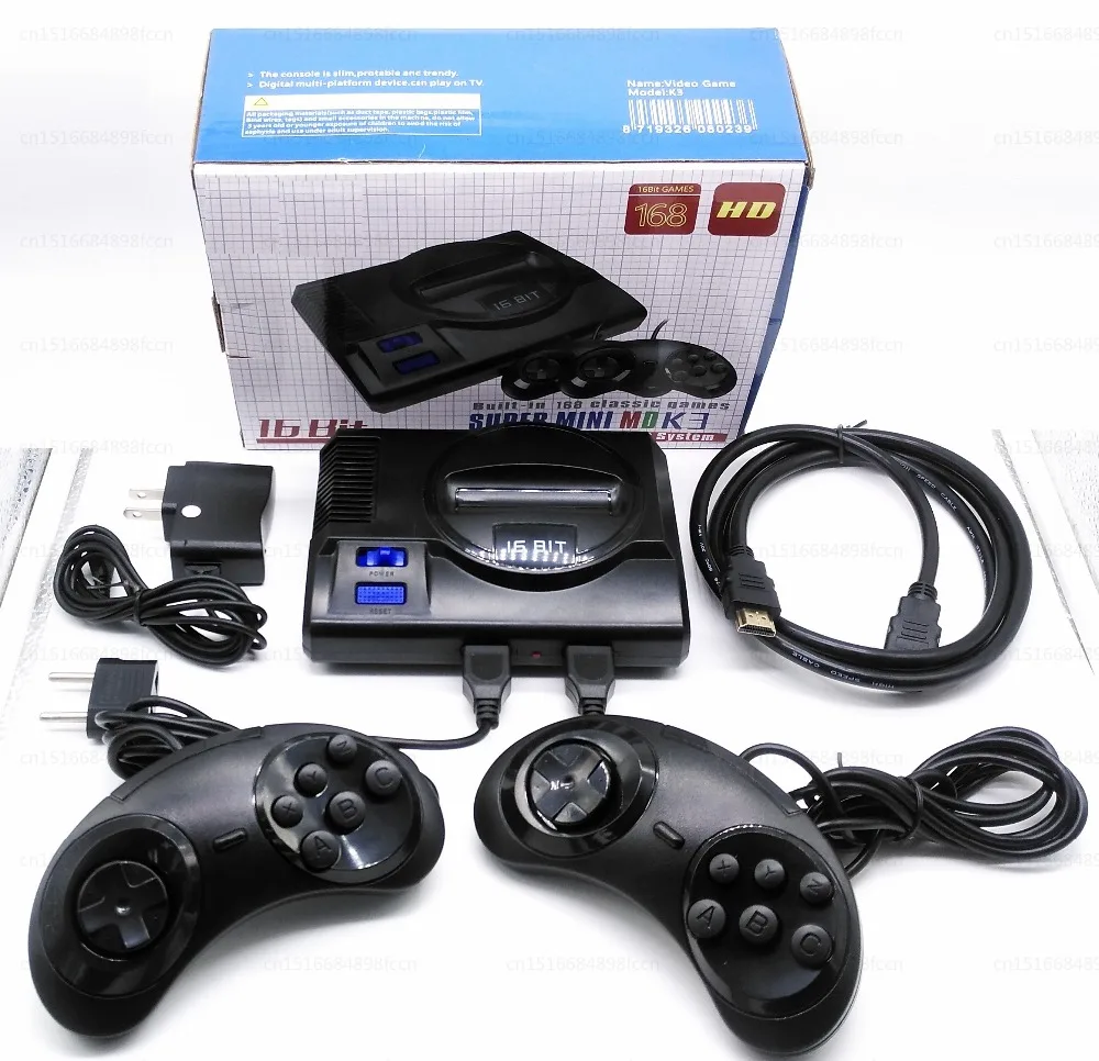 Новинка HDMI Ретро Мини ТВ Видео игровая консоль для 16 битных игр Sega MegaDrive с 168 различными встроенными играми два геймпада