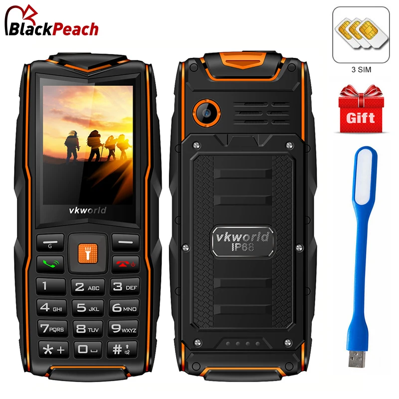 VKWorld новый камень V3 IP68 Водонепроницаемый 2 4 дюйма 3000 mAh мобильный телефон GSM FM