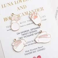 10pcs lovely cartoon rabbit enamel charms bracelet diy drop oil pendant gold tone metal charm earring jewelry accessories yz132