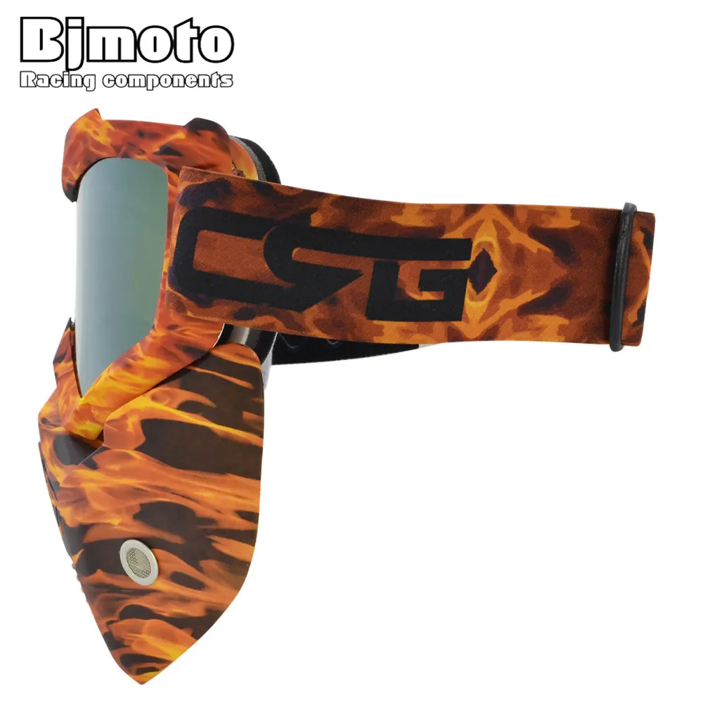 

BJMOTO Motorcycle Detachable Dust Mask Glasses Motocross Goggles Mouth Filter Racer Modular Open Face Vintage Helmets Goggle