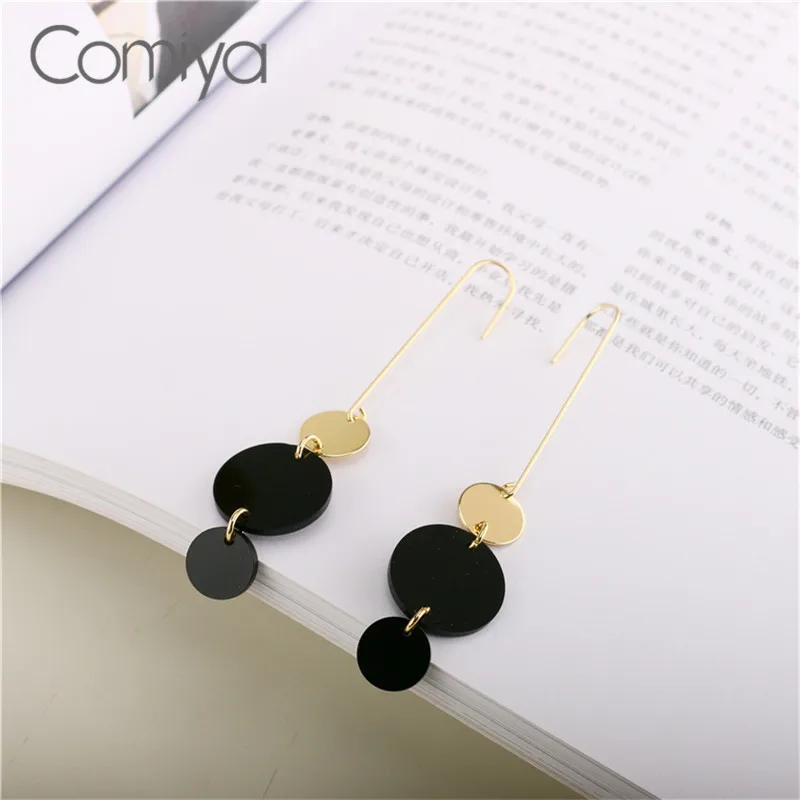 Женские длинные сережки Comiya черные акриловые серьги Gotic элегантные аксессуары