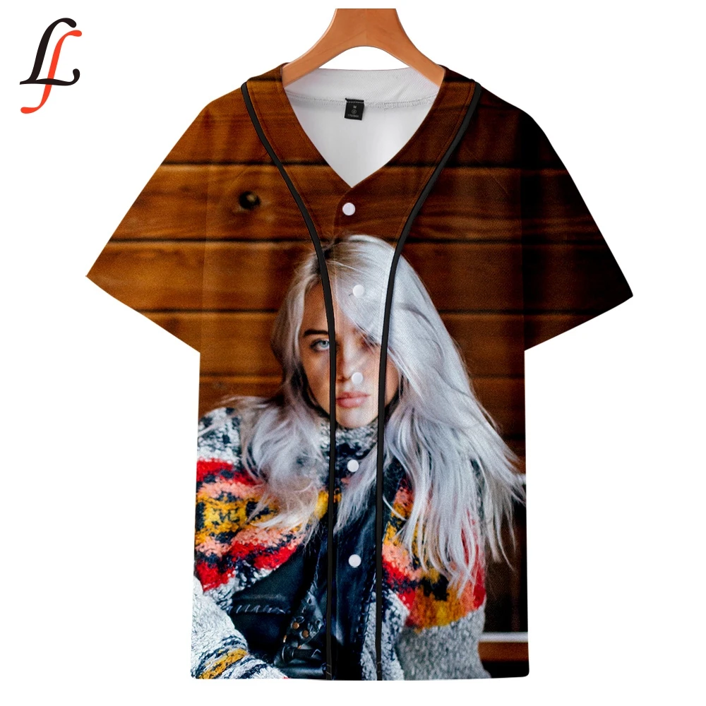 Женская/Мужская Бейсбольная Футболка Billie Eilish летняя футболка с коротким рукавом