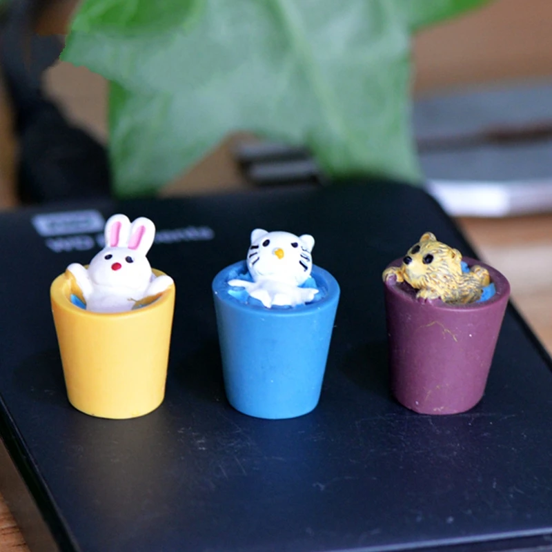 Новый 1 шт. животные ведро кролик собака кошка DIY смолы фея сад ремесло украшения