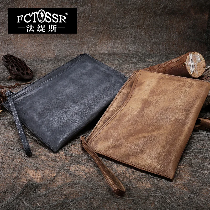 Женский клатч в стиле ретро повседневный из натуральной кожи однотонный кошелек