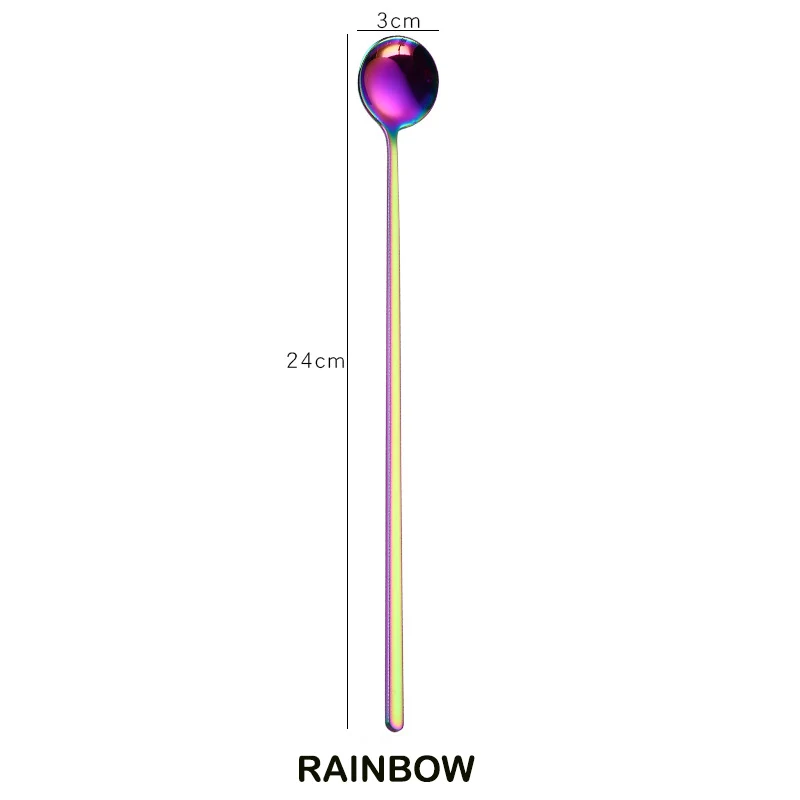 Rainbow FHEAL кофейные ложки из нержавеющей стали с длинной ручкой, красочная кухонная ложка для размешивания кофе, мороженого, десерта, чайной ложки - Цвет: Rainbow