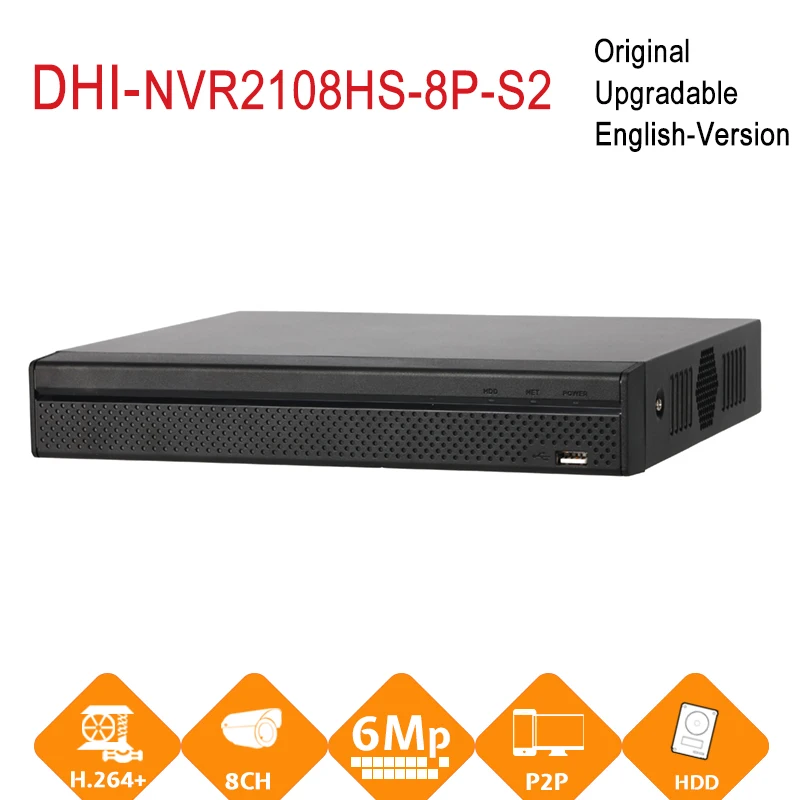 DH NVR2108HS-8P-S2 8-канальный компактный 1U 8PoE Lite 4 K Регистраторы Поддержка HDD 8CH POE для