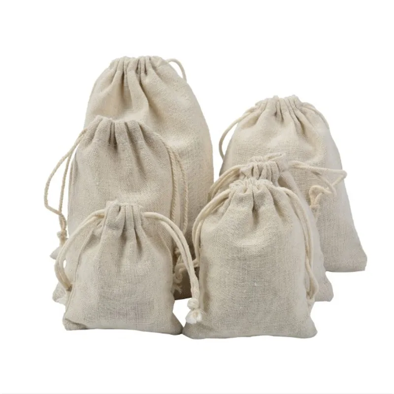 

Reusable Cotton Drawstring Shopping Bag Women Men Travel Shopper Tote Storage Bags Fruit And Vegetable Handbag Shopping bags