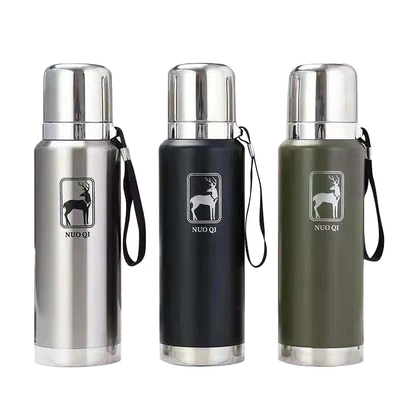 

Термос из нержавеющей стали 850/1100 мл 304 с веревкой, Высококачественная вакуумная колба в русском Военном Стиле