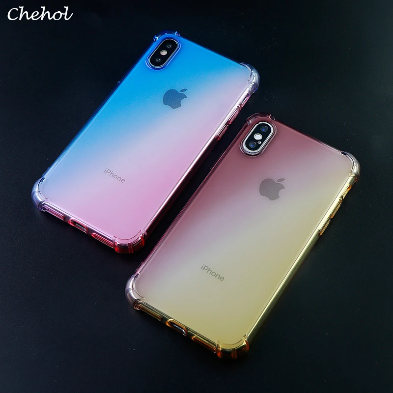 Противоударные градиентные за чехол на айфон X XS MAX XR 8 7 6 S Plus плотный Мягкие