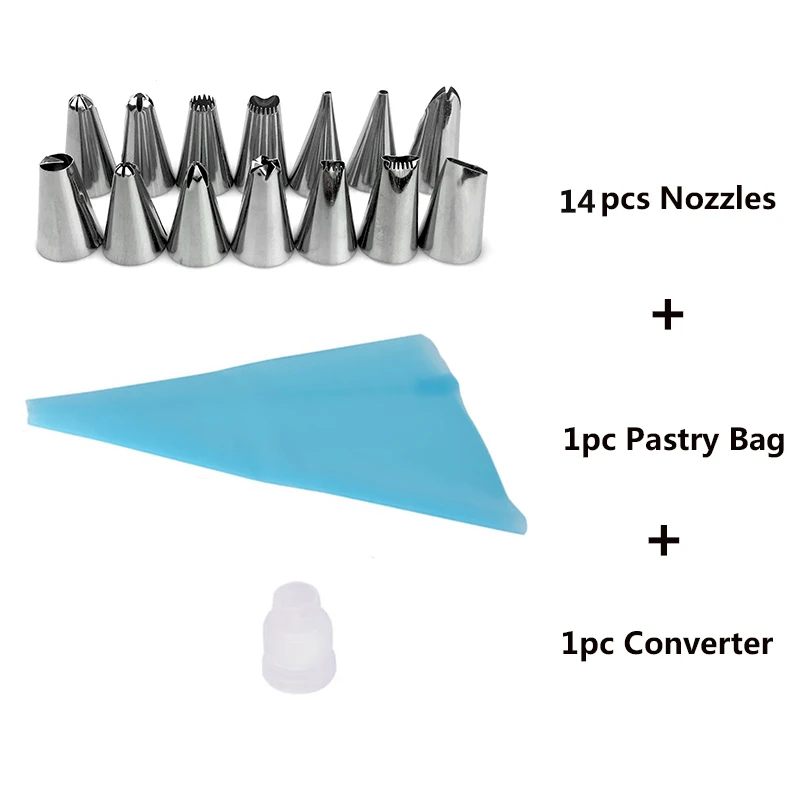 FHEAL 16 шт./компл. многоразовые трубопроводов кондитерский мешок +