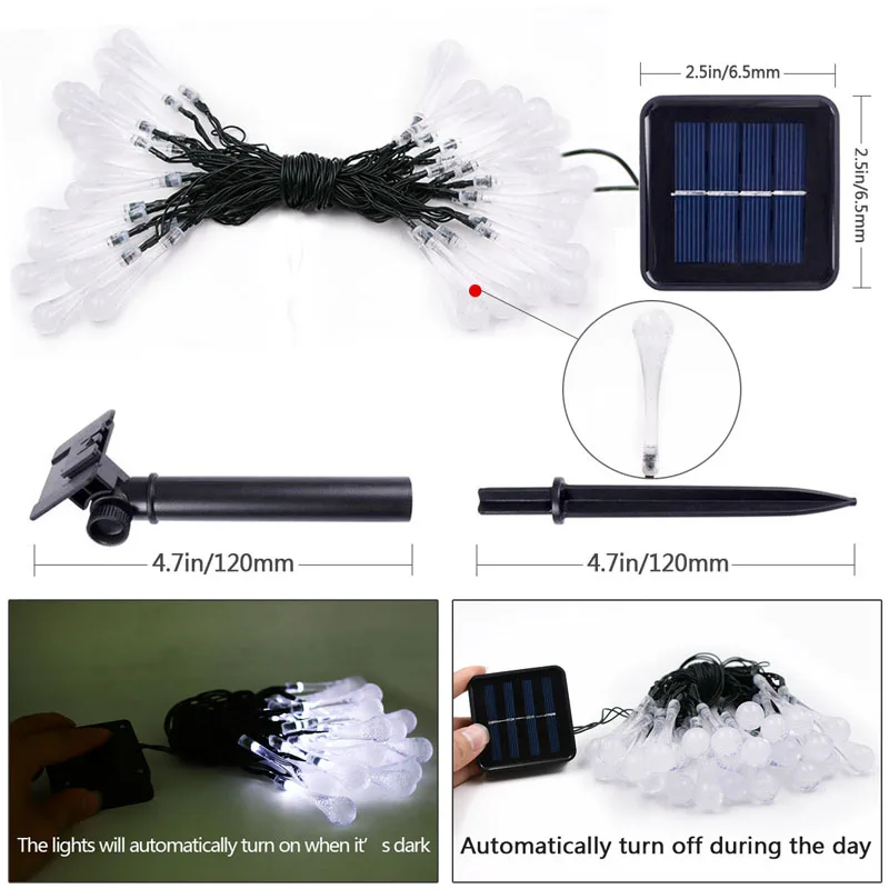 SOCO 30LEDs Solar Decorative Lights 6M Water Drop Led Fairy String Waterproof Outdoor Garden Holiday Party Home Lighting | Освещение