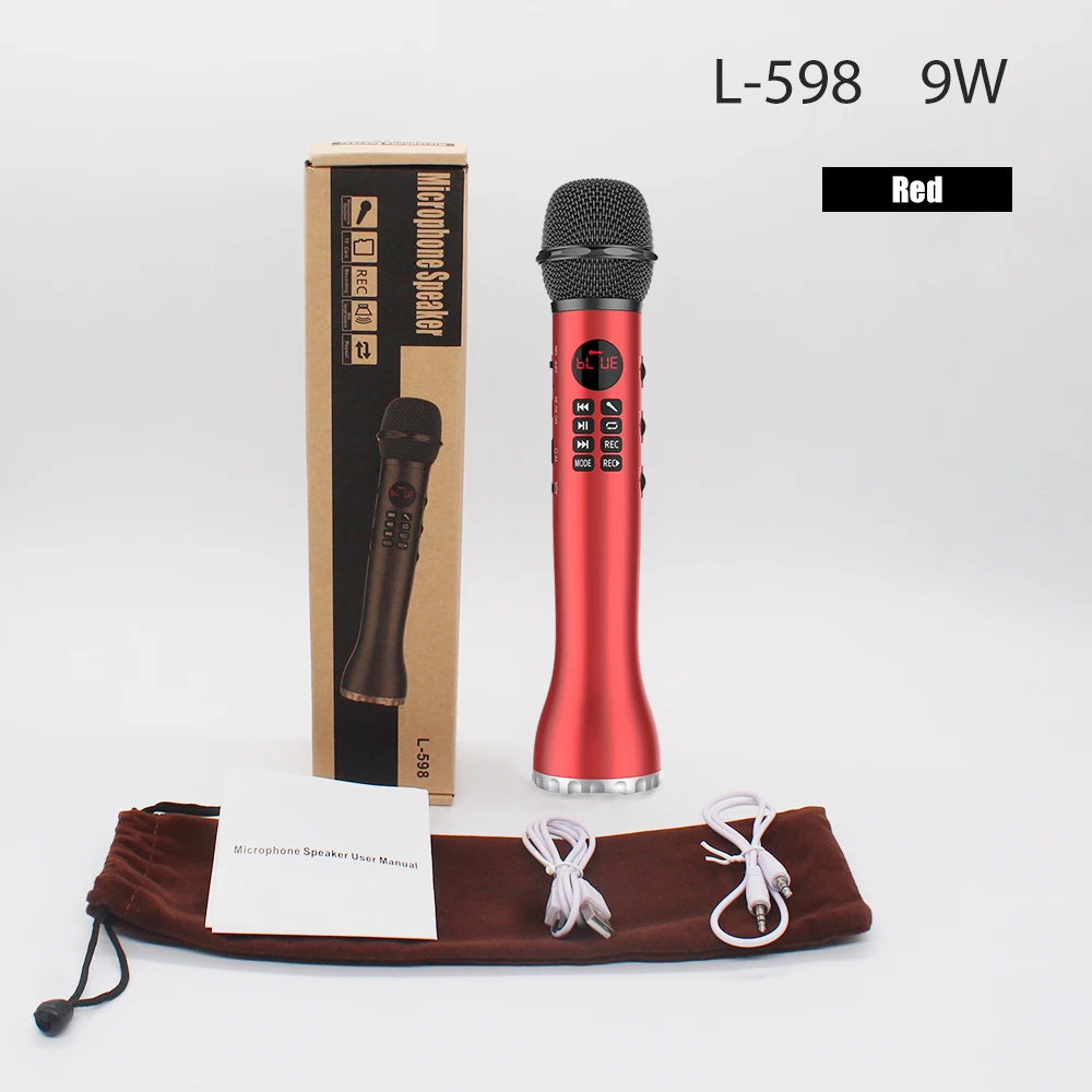 Red Bluetooth-микрофон караоке-динамик USB-микрофон караоке-радиотелефон с микрофоном E106 TF музыкальный микрофон для телефонного компьютера - Цвет: Red