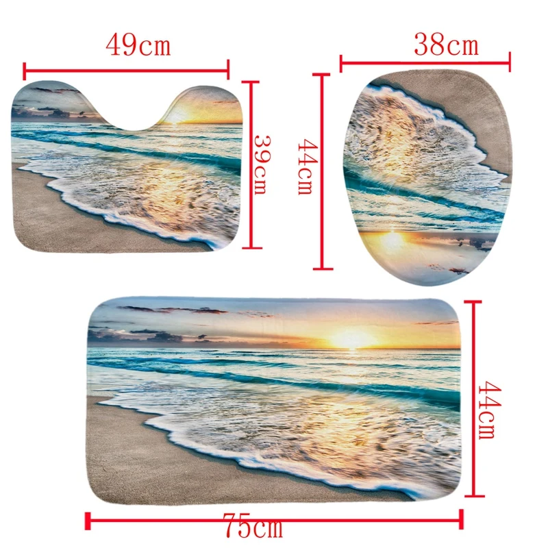 4 шт. набор для декора ванной комнаты с волнистым узором чехол унитаза ковриков +