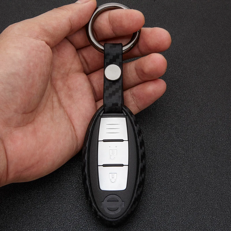 Паттерн углеродного волокна Автомобильный ключ чехол для ключей Nissan Note Qashqai J10 Micra