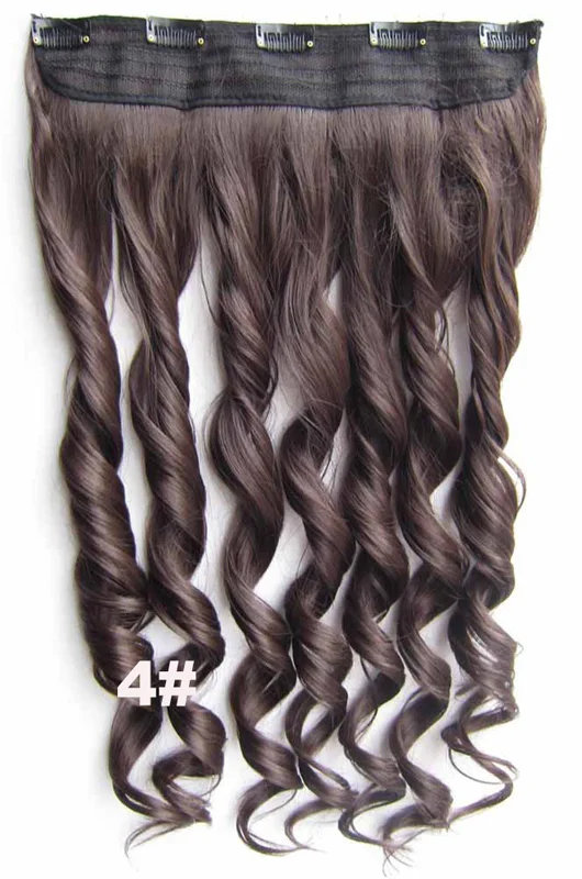 GS888 Color 4 Girlshow, 5 клипов, синтетические волосы для наращивания, волнистые, женский парик, волосы шиньон-хвост, 87 цветов, 130 г, 60 см, 1 шт - Цвет: GS888 Color 4