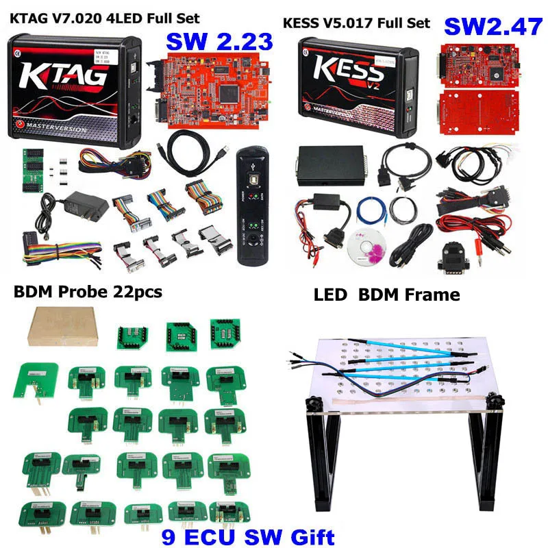 KESS KTAG BDM 22 PCS DHL KESS V2 V5.017 V2.47 EU KTAG V7.020 красный V2.25 ECM Титан 4 светодиодный FGTECH V54 BDM Рамка BDM100 V1255 BDM зонд 22 шт - Цвет: KESS KTAG BDM 22 PCS