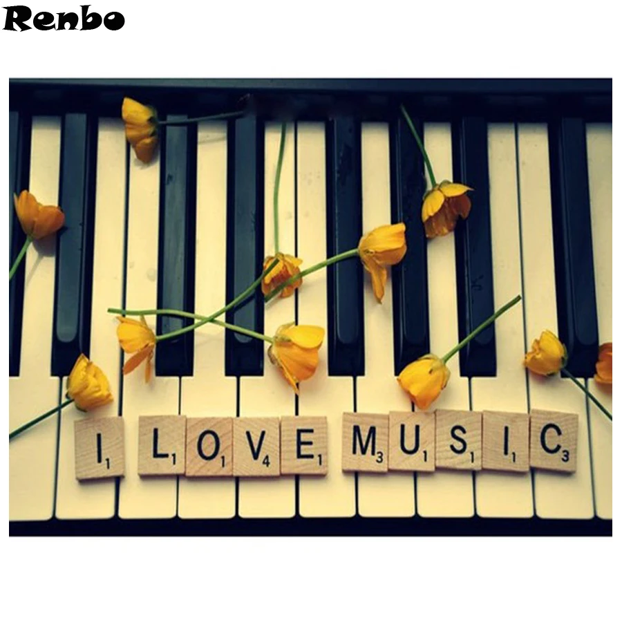 Полностью квадратная круглая Алмазная картина &quotI love music&quot 3D вышивка бисером