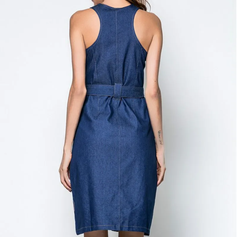 Платье EXOTAO женское летнее однотонное с поясом о образный вырез без рукавов а