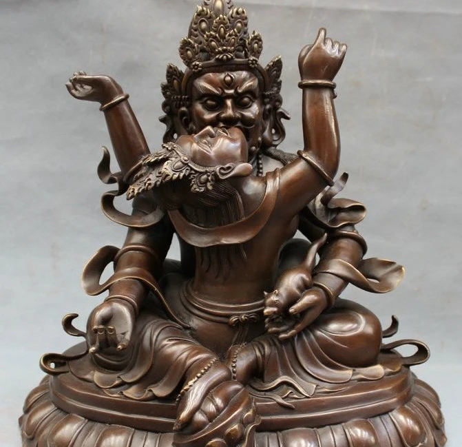 16 &quotТибет Чистая Бронза Медь Буддийский Храм Желтый Jambhala Будда Сиденье Статуя |