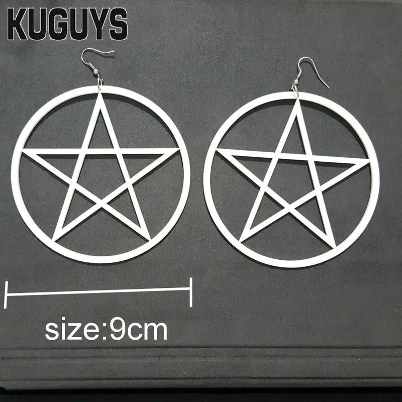 KUGUYS круглая капля серьга для женщин большие пентаграммы Модные Акриловые