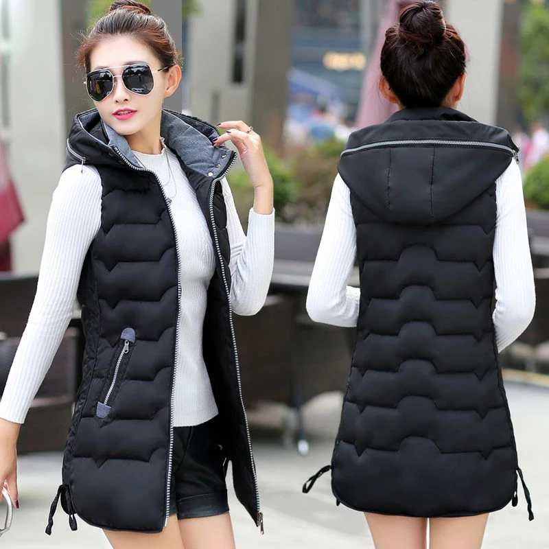 Осенне зимний женский жилет новинка 2017 куртка без рукавов Женский Длинный