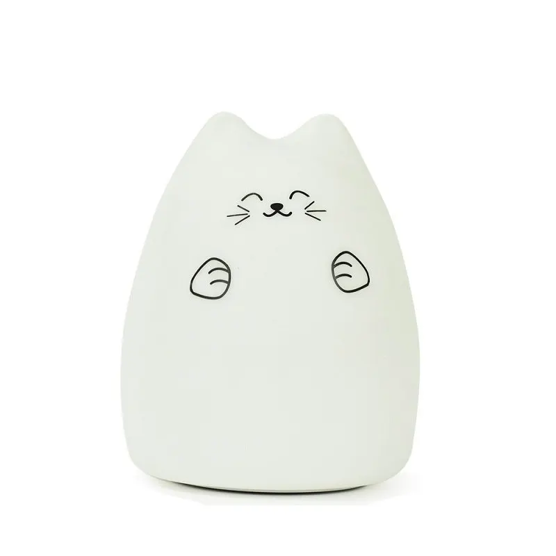 B Cat USB светодиодный дети животных Ночной светильник силиконовый мягкий мультфильм детские ясли лампа дыхание светодиодный Ночной светильник 7 цветов - Испускаемый цвет: B