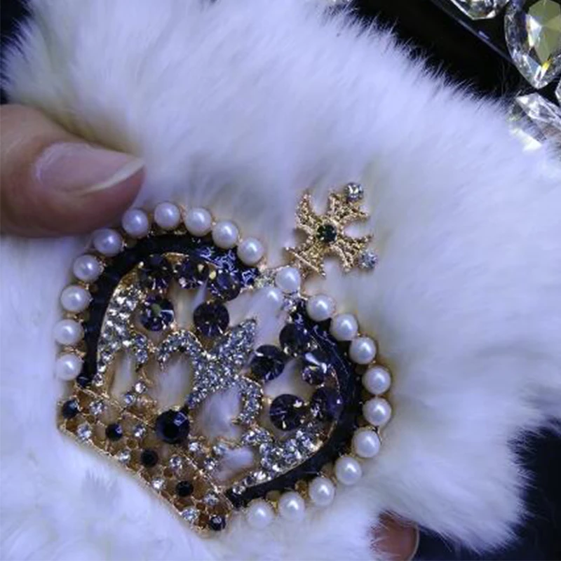 XINGDUO for samsung galaxy s8 s7 edge phone case Crown Tiger Pearl Swan Rabbit Fur cover iphone x 8 plus7 7plus 6 6s |