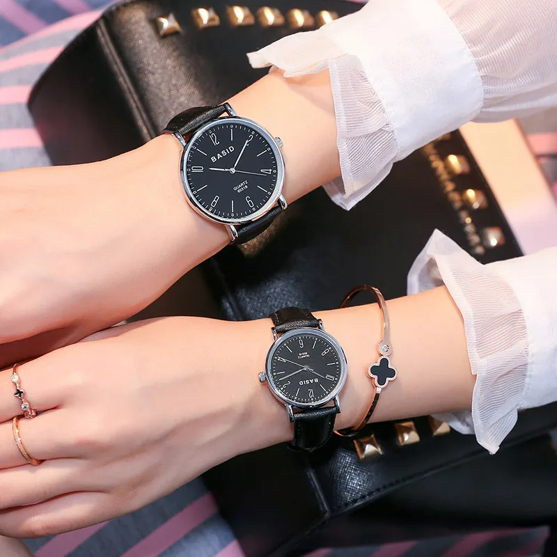 Couple Watches for Lovers Pair Ultrathin luxury BASID brand Quartz Wrist Watch Fashion Waterproof Men Women Wristwatches relogio | Наручные